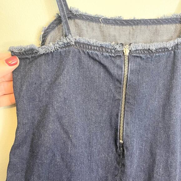 N/Nicholas Mini Dress Size 2 Blue Playful Denim Fringes Dark Wash Contemporary - Picture 6 of 10